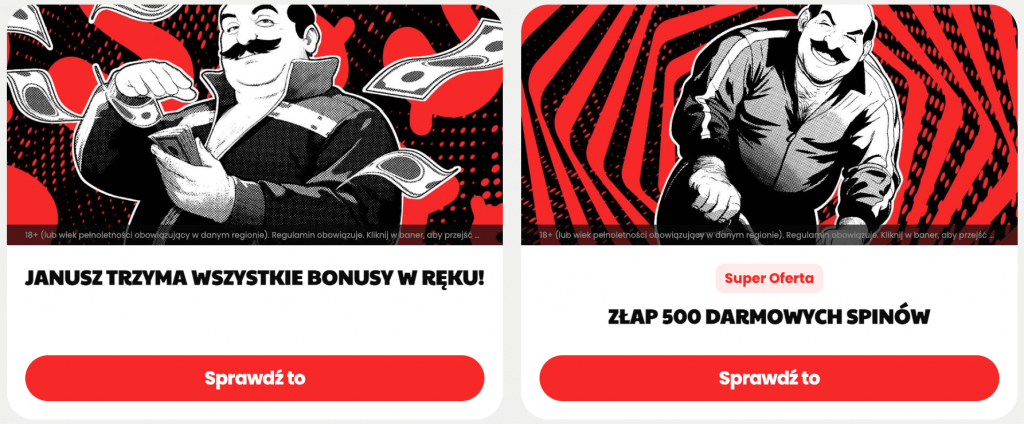 Bonus bez depozytu w kasynie Janusz